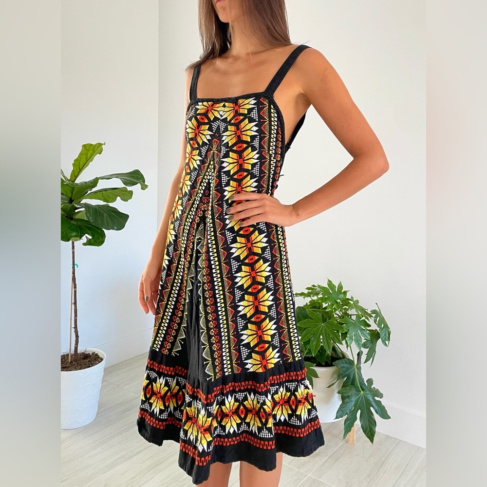 Vintage embroidered black sundress